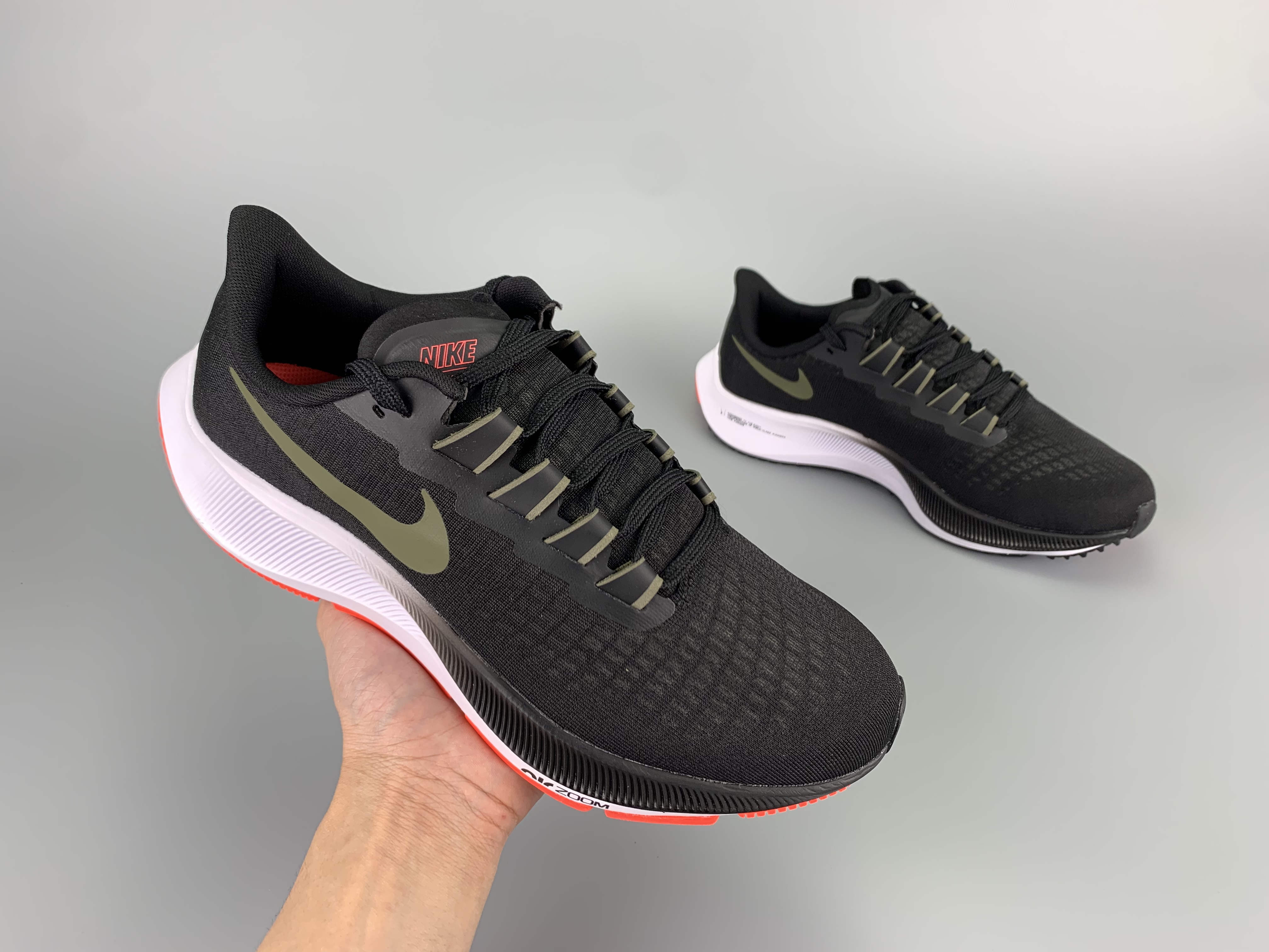 Men Nike Zoom Pegasus 37 Black Grey Orange Running Shoes - Click Image to Close